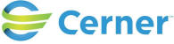 Cerner in blue text