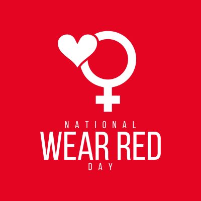National Wear Red Day with a red heart and female symbol