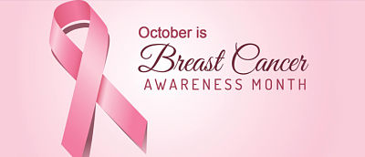 Picture of a ribbon. Picture says:
October is Breast Cancer
AWARENESS MONTH